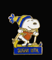 Snoopy Snow Mountain Resort Cloisonne Pin - Sugar Mtn.  RARE! (Pin Closure On Back Worn)