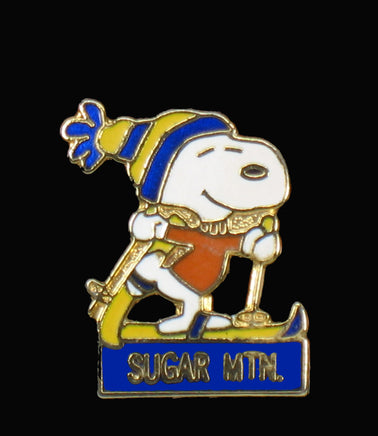 Snoopy Snow Mountain Resort Cloisonne Pin - Sugar Mtn. RARE! (Pin Closure On Back Worn) - snoopn4pnuts.com