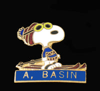 Snoopy Snow Mountain Resort Cloisonne Pin - A, Basin  RARE!