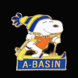 Snoopy Snow Mountain Resort Cloisonne Pin - A - Basin RARE! - snoopn4pnuts.com