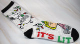 Snoopy and Sally Christmas Crew-Length Socks - It's Lit