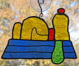 Snoopy On Doghouse Leaded Stained Glass Decor (Repaired)