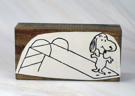 Snoopy On Diving Board Vintage Metal Stamp - RARE! - snoopn4pnuts.com