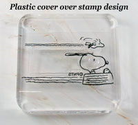 Imported Peanuts Clear Vinyl Stamp On Thick Acrylic Block - Flying By