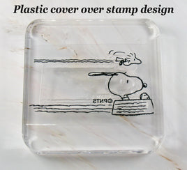 Imported Peanuts Clear Vinyl Stamp On Thick Acrylic Block - Flying By - snoopn4pnuts.com