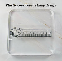 Imported Peanuts Clear Vinyl Stamp On Thick Acrylic Block - Snoopy's Ruler - snoopn4pnuts.com