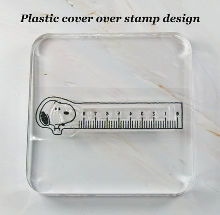 Imported Peanuts Clear Vinyl Stamp On Thick Acrylic Block - Snoopy's Ruler - snoopn4pnuts.com