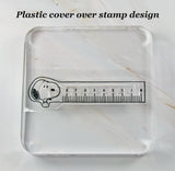 Imported Peanuts Clear Vinyl Stamp On Thick Acrylic Block - Snoopy's Ruler