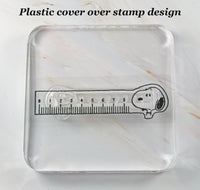 Imported Peanuts Clear Vinyl Stamp On Thick Acrylic Block - Snoopy's Ruler