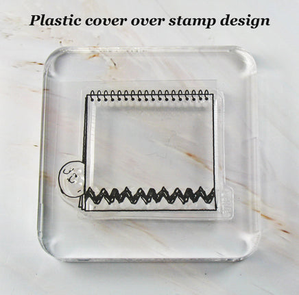 Imported Peanuts Clear Vinyl Stamp On Thick Acrylic Block - Charlie Brown's Binder - snoopn4pnuts.com
