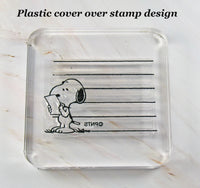 Imported Peanuts Clear Vinyl Stamp On Thick Acrylic Block - Snoopy's Letter