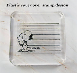 Imported Peanuts Clear Vinyl Stamp On Thick Acrylic Block - Snoopy's Letter - snoopn4pnuts.com