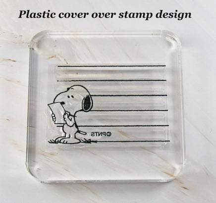 Imported Peanuts Clear Vinyl Stamp On Thick Acrylic Block - Snoopy's Letter - snoopn4pnuts.com