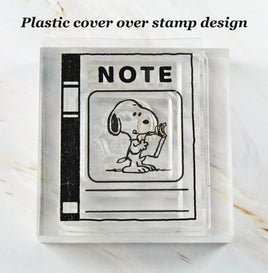Imported Peanuts Clear Vinyl Stamp On Thick Acrylic Block - Snoopy's Notebook - snoopn4pnuts.com