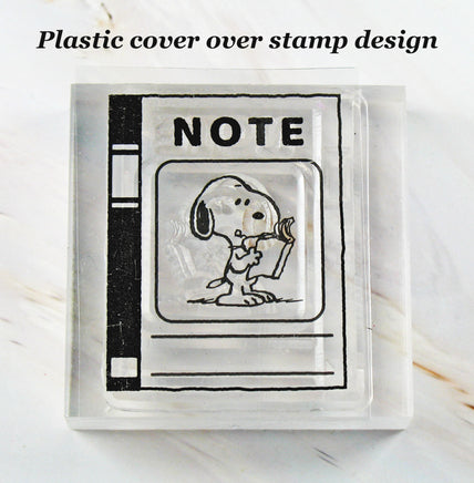 Imported Peanuts Clear Vinyl Stamp On Thick Acrylic Block - Snoopy's Notebook - snoopn4pnuts.com