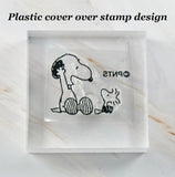Imported Peanuts Clear Vinyl Stamp On Thick Acrylic Block - Snoopy and Woodstock