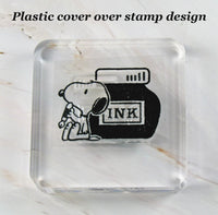 Imported Peanuts Clear Vinyl Stamp On Thick Acrylic Block - Snoopy's Ink Well