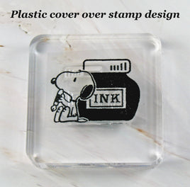 Imported Peanuts Clear Vinyl Stamp On Thick Acrylic Block - Snoopy's Ink Well - snoopn4pnuts.com
