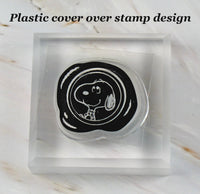 Imported Peanuts Clear Vinyl Stamp On Thick Acrylic Block - Snoopy Wax Stamp