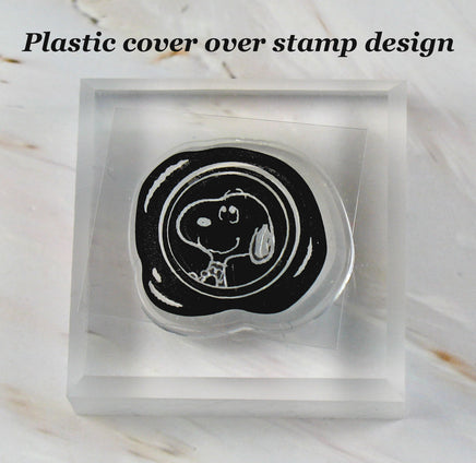 Imported Peanuts Clear Vinyl Stamp On Thick Acrylic Block - Snoopy Wax Stamp - snoopn4pnuts.com