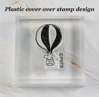 Imported Peanuts Clear Vinyl Stamp On Thick Acrylic Block - Woodstock Hot Air Balloon - snoopn4pnuts.com