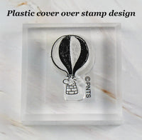 Imported Peanuts Clear Vinyl Stamp On Thick Acrylic Block - Woodstock Hot Air Balloon