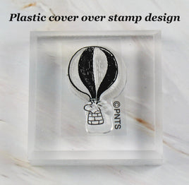 Imported Peanuts Clear Vinyl Stamp On Thick Acrylic Block - Woodstock Hot Air Balloon - snoopn4pnuts.com