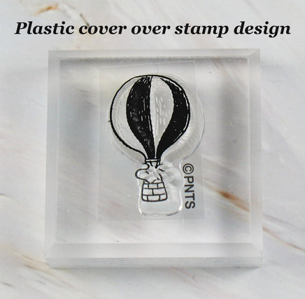 Imported Peanuts Clear Vinyl Stamp On Thick Acrylic Block - Woodstock Hot Air Balloon - snoopn4pnuts.com