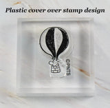 Imported Peanuts Clear Vinyl Stamp On Thick Acrylic Block - Woodstock Hot Air Balloon