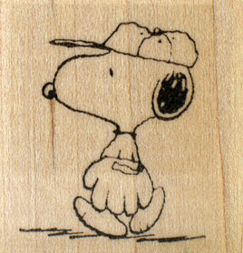 RARE Peanuts Rubber Stamp - Snoopy Baseball (New Remounted) - snoopn4pnuts.com