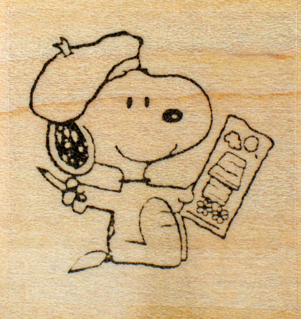RARE Peanuts Rubber Stamp - Snoopy Artist (New Remounted)