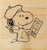 RARE Peanuts Rubber Stamp - Snoopy Artist (New Remounted)