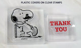 Peanuts Clear Vinyl Stamp Set On Thick Acrylic Blocks -  Snoopy Mustache / Thank You