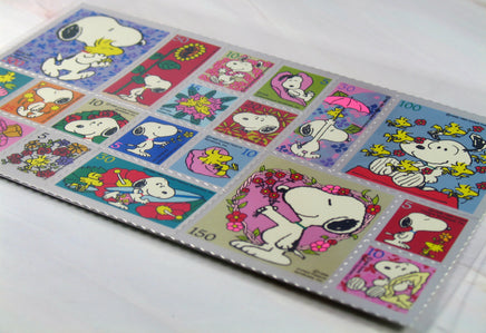 Peanuts Postage - Stamp Style Metallic Stickers (Gray Areas Shiny Silver Color) - RARE! - snoopn4pnuts.com