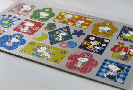 Peanuts Postage Stamp - Style Metallic Stickers (Gray Areas Shiny Silver Color) - RARE! - snoopn4pnuts.com