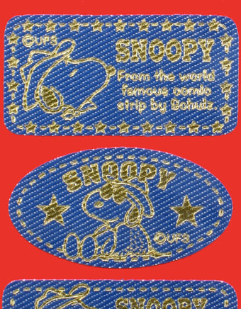 Snoopy Denim - Style Stickers With Gold Metallic Graphics - RARE! - snoopn4pnuts.com