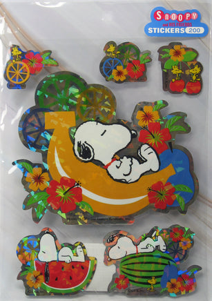 Snoopy Holographic Foil Fruits Sticker Set (Large 6" Sticker!) - RARE! - snoopn4pnuts.com