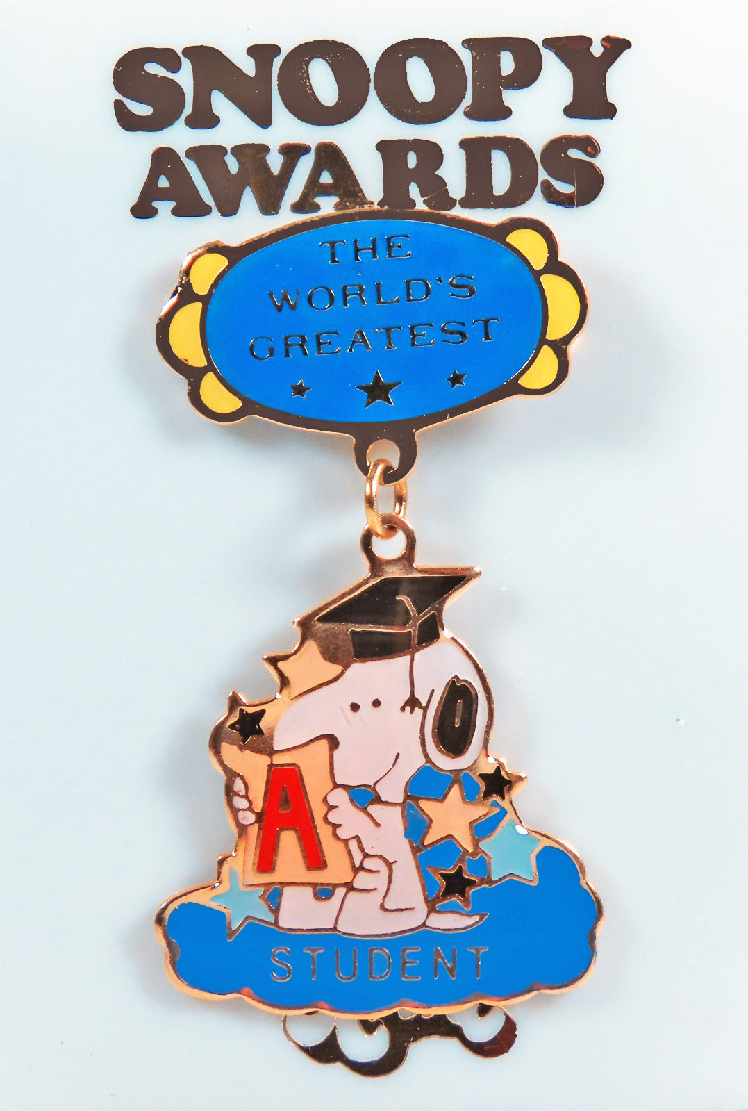 Aviva Snoopy Awards Dangling Enamel Pin - World's Greatest Student
