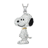 Danbury Mint Snoopy Swarovski Crystal Necklace With 18K Gold Collar - RARE! - snoopn4pnuts.com