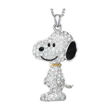Danbury Mint Snoopy Swarovski Crystal Necklace With 18K Gold Collar - RARE! - snoopn4pnuts.com