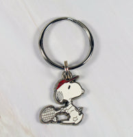 Snoopy Tennis Player Silver Plated Key Chain