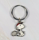 Snoopy Tennis Player Silver Plated Key Chain