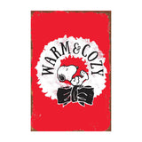 Snoopy Tin Wall Sign With Weathered Look - Warm and Cozy (Christmas) (Minor Corner Creases)