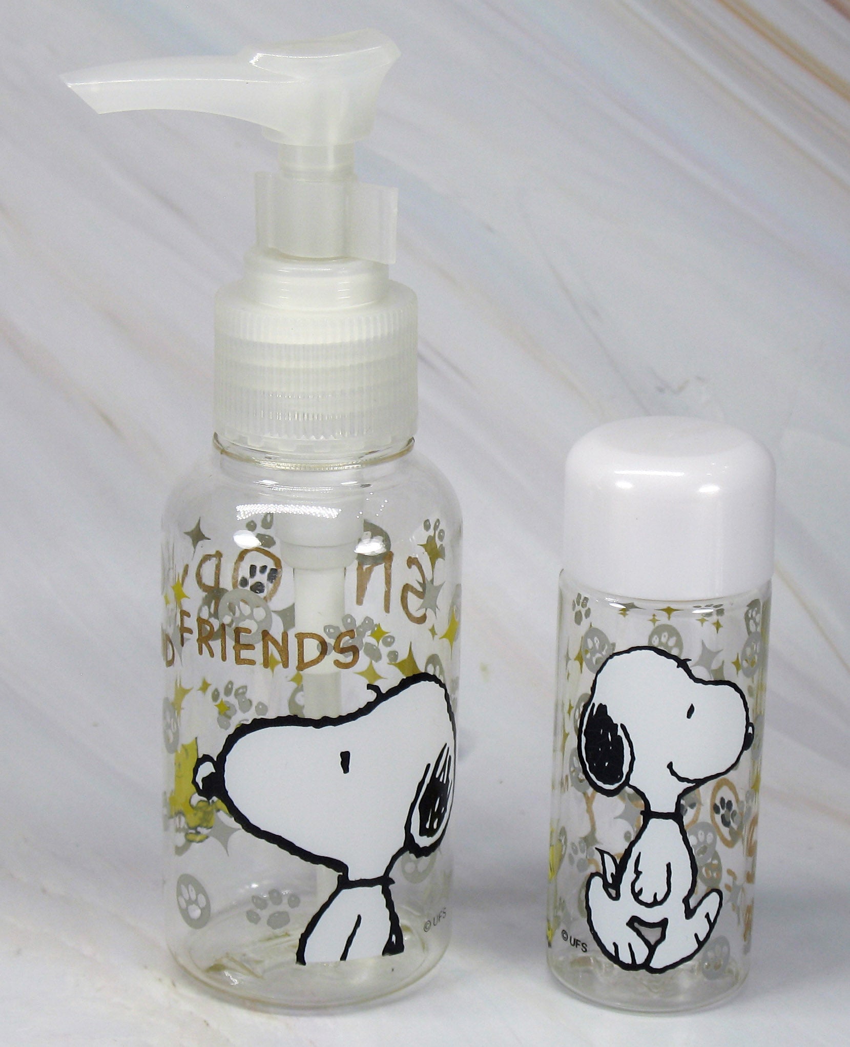 Baby Snoopy Acrylic Travel Bottle Concealed Straw