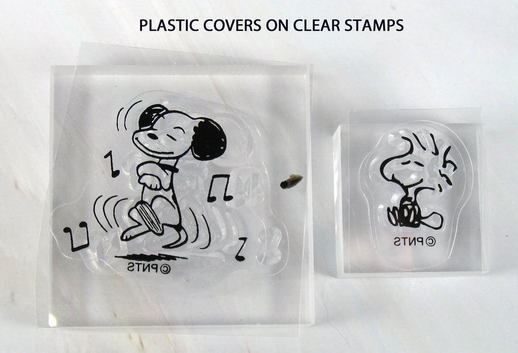 Peanuts Clear Vinyl Stamp Set On Thick Acrylic Blocks -  Snoopy and Woodstock