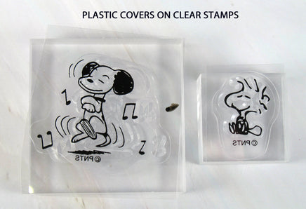 Peanuts Clear Vinyl Stamp Set On Thick Acrylic Blocks - Snoopy and Woodstock - snoopn4pnuts.com