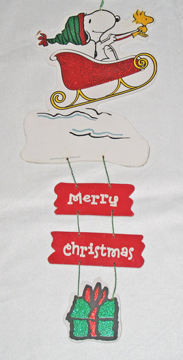 Snoopy Dangling Wooden Christmas Wall Decor (NEW BUT NEAR MINT) - snoopn4pnuts.com