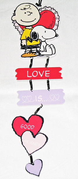 Snoopy Dangling Wooden Valentine's Day Wall Decor - Love Is Good Friends (RARE Product Sample/Not Sold In Stores) - snoopn4pnuts.com