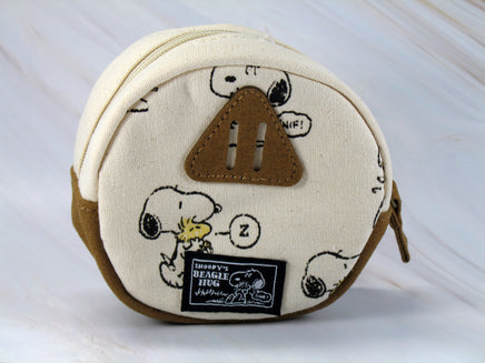 Snoopy Round Leather and Canvas Change Purse - snoopn4pnuts.com