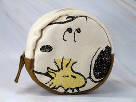 Snoopy Round Leather and Canvas Change Purse - snoopn4pnuts.com